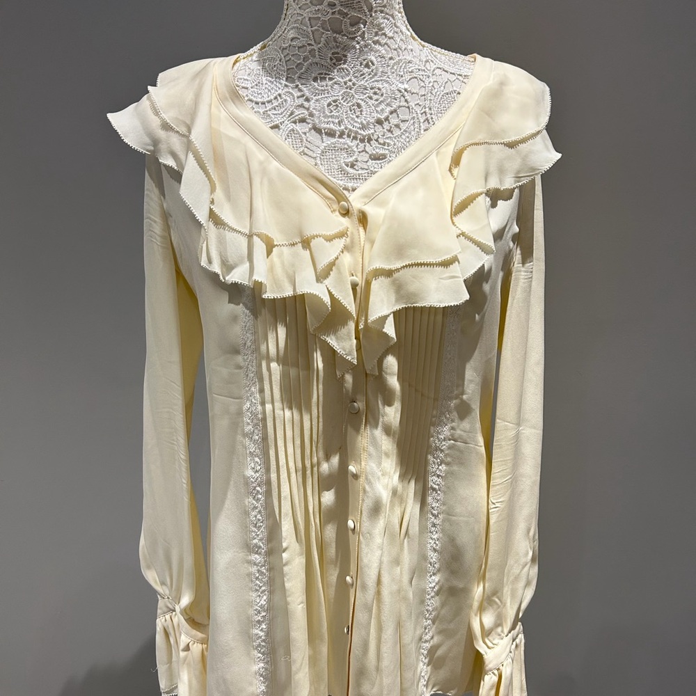 Rachel Zoe Cream Ruffled Blouse